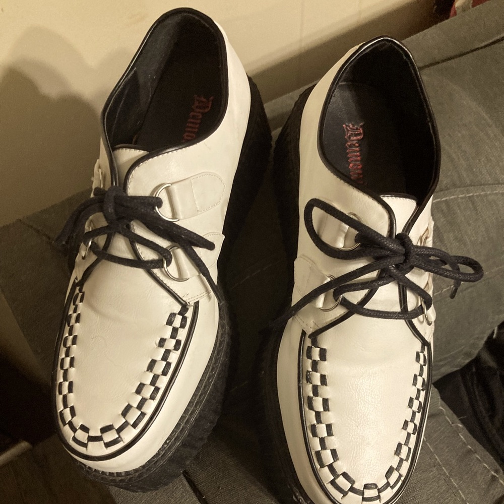 White leather demonia creepers
